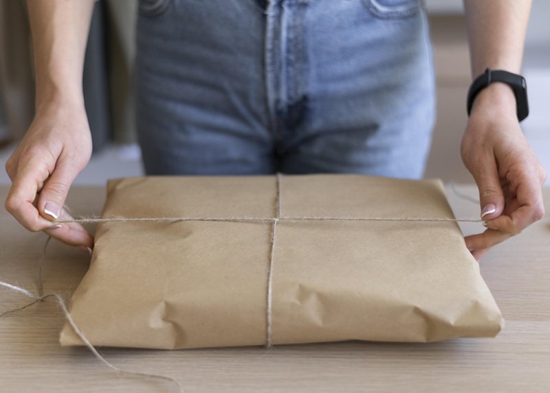 hands typing package thread close up